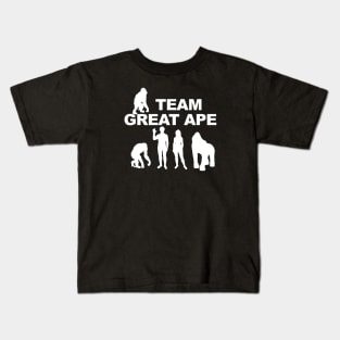 TEAM GREAT APE Gorilla Human Chimpanzee Orangutan Hominidae Kids T-Shirt